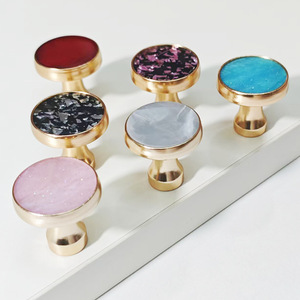 Crystal Shell Hardware Single Hole Handle Round Aluminum Alloy Cabinet Drawer Wardrobe <b>Door</b> <b>Knob</b> Contemporary Design - Product Image 2