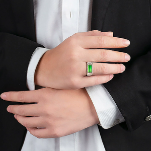 Natural Genuine Jadeite Green Horseback Saddle Type Ice-Grade Jade Rhodium Plated Wedding <b>Adjustable</b> <b>Ring</b> S925 Silver - Product Image 4
