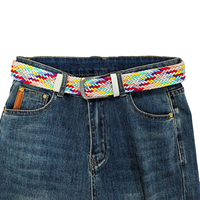 Ceinture en tissu tissé personnalisée, ceinture élastique tressée multicolore, accessoires vestimentaires unisexes, vente en gros, OEM, faible MOQ, prête à être expédiée