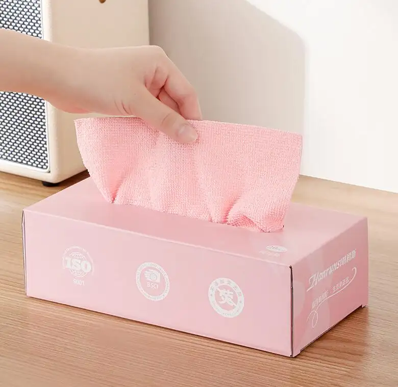 Sterke Absorptie Sneldrogende Microfiber Schoonmaakdoeken Wegwerp Poetslappen Herbruikbare Pluisvrije Handdoek Met Dispenser Doos