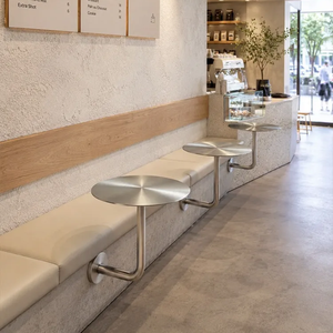 <span class=keywords><strong>Tavolo</strong></span> Rotondo Industriale in Acciaio Inox <span class=keywords><strong>da</strong></span> <span class=keywords><strong>Parete</strong></span> per Caffetterie, Bar, Hotel, Ristoranti, Sale <span class=keywords><strong>da</strong></span> Pranzo, Giardini e Esterni - Product Image 5
