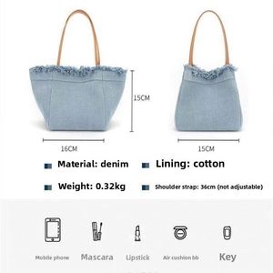 Unique Denim Material Custom Handbags Portable Large Size Perfect for Casual Outings with Logo Service - Product Image 3