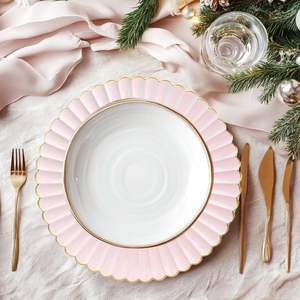 Sottopiatto in Plastica con Bordo Smerlato 13\" <span class=keywords><strong>Oro</strong></span>, <span class=keywords><strong>Sottopiatti</strong></span> Rosa per Matrimoni, Sottopiatto Dorato per Decorazione Tavola - Product Image 4