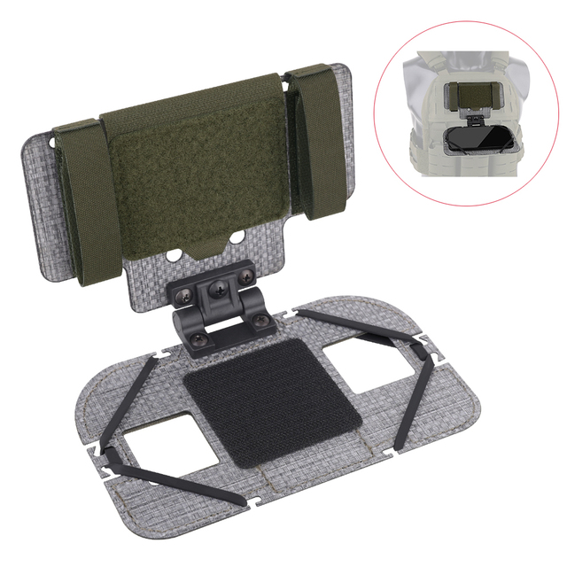 Tactical Vest Phone Holder Carrier Front Admin Cellphone Pouch Chest Mount Foldable Navigation Phone Board
