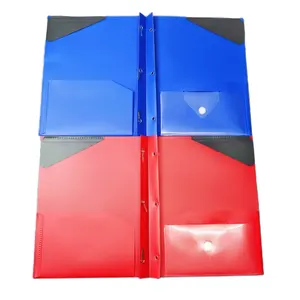 Folder bisnis plastik 3 cincin Binder sampul keras Folder 8.5 inci By 11 inci Folder presentasi Logo kustom dengan tempat pensil