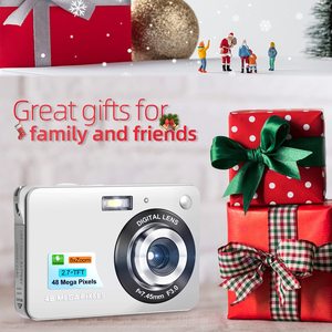 Appareil photo numérique avec écran de 2,7 pouces, 48 MP, vidéo 4K, capture de sourire, filtre, fonction macro avec lampe torche pour enfants et adultes - Product Image 5