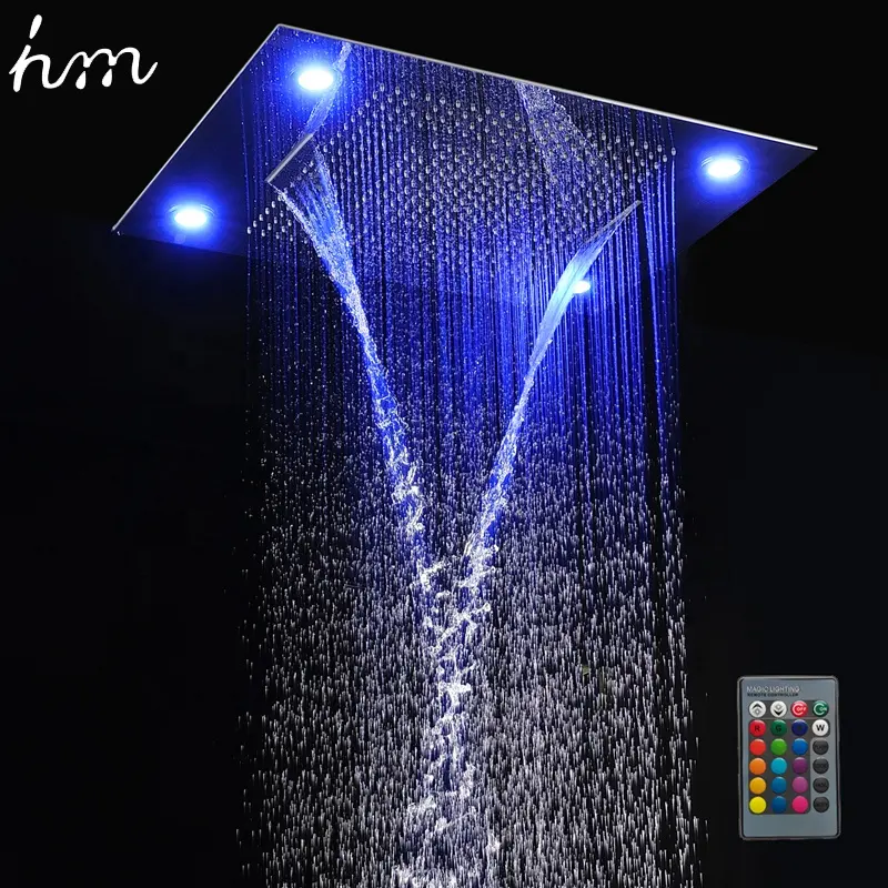 2023 accessori per rubinetti da bagno 304 sus LED Showerhead incasso a soffitto pioggia, cascata, cortina d'acqua