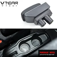 Vtear Accoudoir avant de voiture en ABS et cuir PU avec chargeur USB, porte-gobelet et boîte de rangement centrale, accessoires intérieurs pour Citroën C-Elysée 2022
