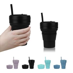 Mug de voyage pliable personnalisé en silicone souple, tasse à café portable noire avec logo - Product Image 2
