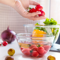 Bol en verre transparent résistant aux hautes températures, pour micro-ondes, cuisson, battre les œufs, usage domestique, grand format, style moderne minimaliste, solide