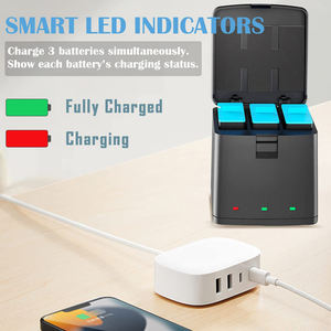 Battery Box Series 3 <span class=keywords><strong>Pack</strong></span> Chargeur 3 canaux <span class=keywords><strong>GoPro</strong></span> <span class=keywords><strong>Hero</strong></span> 13 12 11 <span class=keywords><strong>10</strong></span> 9 8 7 Adaptateur de connecteur de batterie compatible noir - Product Image 2