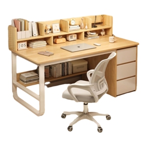 Moderna Base in legno bianco Computer studente scrivania di studio con doppia mensola Organizer - Product Image 1