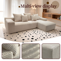 Canapé modulaire moderne en mousse à mémoire de forme en forme de L pour appartement, salon, hôtel, villa, éponge haute densité compressée de 0,6 po, sectionnel 2/3 places