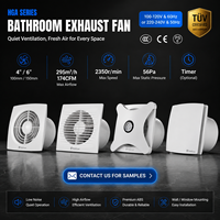 Ventilateur d'extraction mural pour salle de bain AC/EC 6 pouces, faible bruit, pour la ventilation des toilettes, extracteur d'air avec minuterie en option