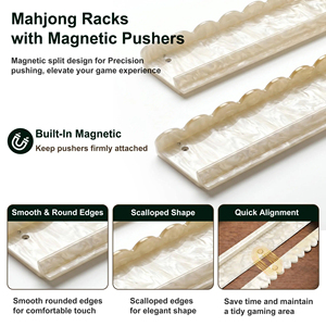 Premium Acrylic Mahjong Racks with Magnetic Pushers Set of 4, 20 inch Scalloped Mahjong Racks - Product Image 3