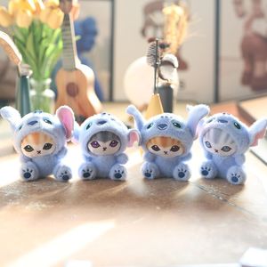 Nouveau Porte-clés Pendentif Chat Requin Dessin Animé Mignon, Breloque Peluche Animale Cousue, Mofusand Cat Foshandy, Ornement Cousu - Product Image 1
