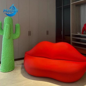 Canapé d'attente incurvé en FRP, style salon <span class=keywords><strong>de</strong></span> beauté, sculpture créative nordique Lèvres Rouges, pour salon <span class=keywords><strong>de</strong></span> <span class=keywords><strong>réception</strong></span> et <span class=keywords><strong>de</strong></span> loisirs - Product Image 1