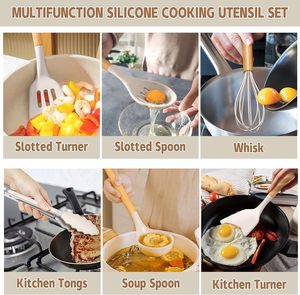 Ensemble d'ustensiles de cuisine en silicone avec manche en bois, 33 pièces, spatules de mélange antiadhésives, accessoires de cuisine personnalisés - Product Image 2