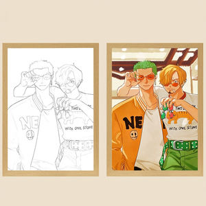กล่องไฟ LED โฮโลแกรม1ชิ้นไฟภาพวาดอนิเมะพัดลมตั้งโต๊ะไฟกลางคืนเป็นของขวัญ - Product Image 1