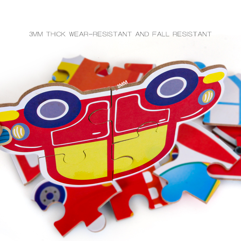 Оптовая продажа, Детский развивающий деревянный пазл, железная коробка, обучающая игра-головоломка с мультяшными животными/транспортными средствами для детей