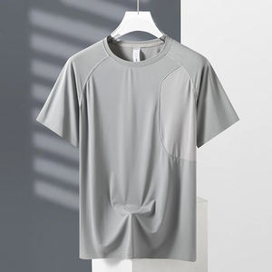 Logotipo personalizado de manga corta para hombre nueva camiseta de secado rápido para hombre nueva camiseta transpirable de seda helada para correr fitness deportes sueltos - Product Image 6