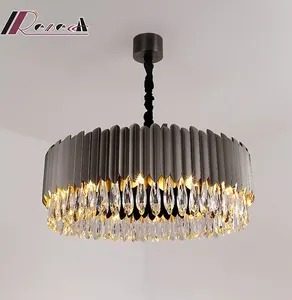 Modern Chandelier For Bed Rooms Indoor Hotel Lobby Black Crystal Pendent Lights