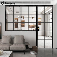 Pintu Dapur Kaca Tempered Berlapis Es untuk Lemari Kamar Tidur Bergaya Midcentury dengan Rangka Aluminium dan Engsel Penutup Lembut