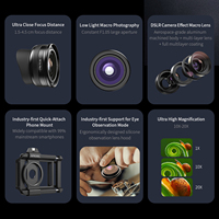 Amélioration du Meilleur Clip 10-20X Smartphone Zoom Macro Lens avec lumière pour iPhone Dental Eye Eyelash Ants Toy Nails Jewelry Photography