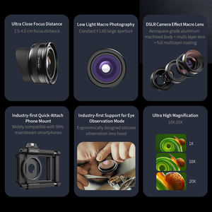 Amélioration du <span class=keywords><strong>Meilleur</strong></span> Clip 10-20X <span class=keywords><strong>Smartphone</strong></span> Zoom <span class=keywords><strong>Macro</strong></span> Lens avec lumière pour iPhone Dental Eye Eyelash Ants Toy Nails Jewelry Photography - Product Image 2