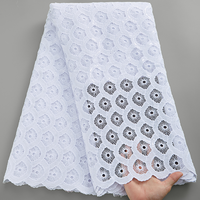 3036 Dentelle Guipure Soluble dans l'Eau Blanc Pur de Haute Qualité pour Halloween, Tissu de Dentelle Nigériane pour Robe de Soirée, Vente en Gros
