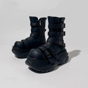 OEM ODM Custom New Design Thick Soled with Buckle Strap Motorcycle <strong>Boots</strong> Punk <strong>Gothic</strong> Style Platform Women Black <strong>Boots</strong> - Product Image 5