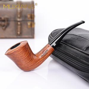 Muxiang Wooden Tobacco Pipe Bent Shape Solid Rosewood Handmade Smoking Pipe With Case Personal Gift - Product Image 1