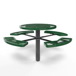 Set Tavolo e Sedie Rotondo in Metallo OEM da 46 Pollici per Giardino/Campeggio, Tavolo da Pranzo con Montaggio a <span class=keywords><strong>Terra</strong></span> in Metallo Espanso - Product Image 3