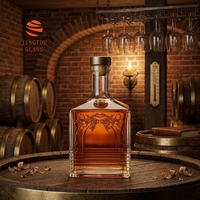 Bouteille en verre de 700 ml pour vin rouge ou brandy, bouteille en verre carrée sculptée avec des raisins gravés, personnalisable avec le logo de la marque