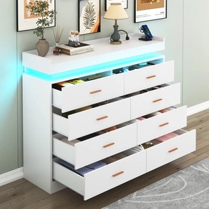 Direct Usine Commode-Dressing Moderne Blanche XL à Huit Tiroirs avec Station de Charge et Lumières LED - Product Image 2