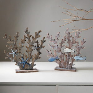 Décoration d'arbre corallien en bois méditerranéen, 2 pièces, ornement de bureau pour salon, nouvelle décoration de maison - Product Image 1