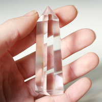 Piedra de Cristal Natural para Sanación, Punta de Cristal de Cuarzo Transparente de Tamaño Mediano, Torre de Cristal para Feng Shui