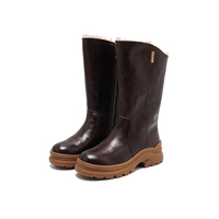 Bottes hautes à lacets pour femmes, brillantes, pour l'hiver, avec semelle en caoutchouc, augmentant la taille