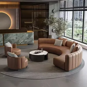 <strong>Sofa</strong> Ruang Tamu Premium Leather <strong>Sofa</strong> Set with Circular Design, Ideal for Meetings and Gatherings. <strong>Versatile</strong> Living Room <strong>Sofa</strong> - Product Image 4