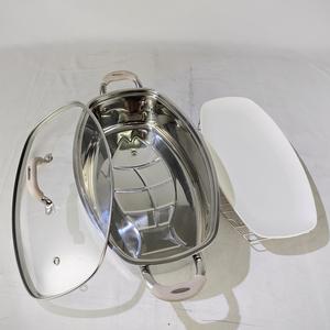 モダンなデザイン調理器具ステンレス鋼蒸し魚鍋ラック付きセラミックパン蒸し食品魚用 - Product Image 4