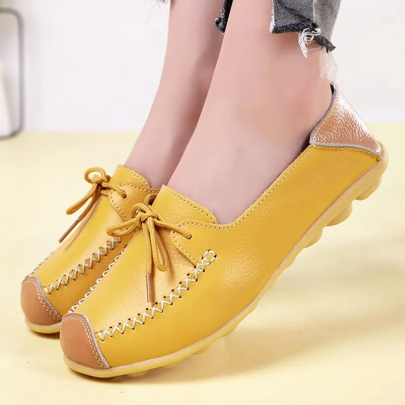 Women All season new styles espadrilles Fashion trendy Cheap Casual ladies office loafers size flats genuine leather shoes
