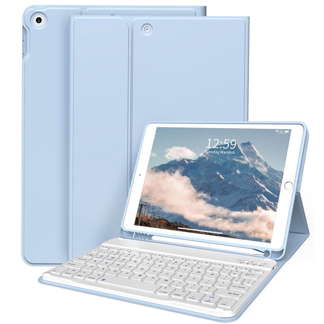Keyboard Tablet Covers & Cases for iPad 9th/8th/7 Generation 10.2 Pencil Holder Stand Folio Detachable Keyboard Cover