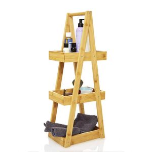 Wood Bathroom <b>Stand</b> up Caddy Basket 3 Tier Standing Shower Organizer Shelf with Handle Bamboo Shower Caddy <b>Corner</b> for Bath - Product Image 5