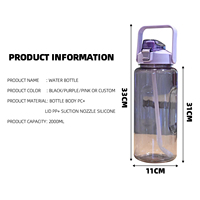 Bouteilles d'eau en plastique transparent personnalisées YEKEA en gros, sans BPA, avec paille, pour la gym et le sport