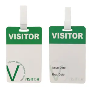 Cetakan kustom kartu ID pengunjung kertas satu kali sekali pakai dengan klip lencana ID kartu lewat pengunjung sementara
