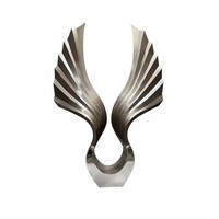 Sculpture abstraite moderne en acier inoxydable brossé bronze en forme d'aile, grande sculpture de jardin, œuvre d'art métallique personnalisée pour l'extérieur