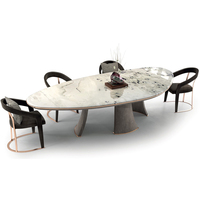 Ensemble de meubles de salle à manger en cuir et marbre naturel, style italien, offre spéciale, moderne et haut de gamme