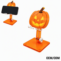 Support de bureau pliable et réglable en acrylique orange Jack-O-Lantern pour Halloween, impression personnalisée OEM, commande en gros pour téléphone portable