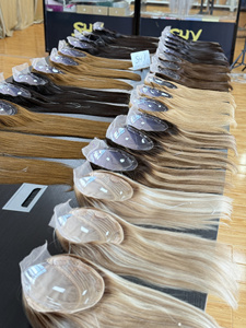 Real Looking Virgin European Hair Thin Hair Transparent Women Hair Toppers for Lace Silk Base Closure Mini <b>Wigs</b> Dark <b>Brown</b> - Product Image 6