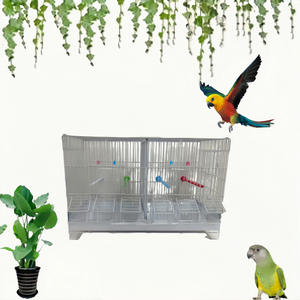 Grand espace Double compartiment respirant Push-pull oiseaux Cage en métal facile à transporter à l'extérieur Moineau perroquet Cage petite maison pour animaux de compagnie - Product Image 1